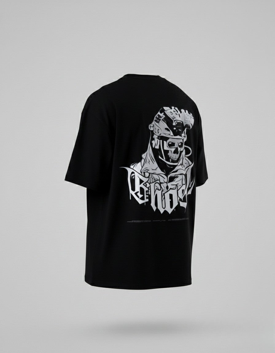 Drop Shoulder Skull Graphic Printed T-Shirt