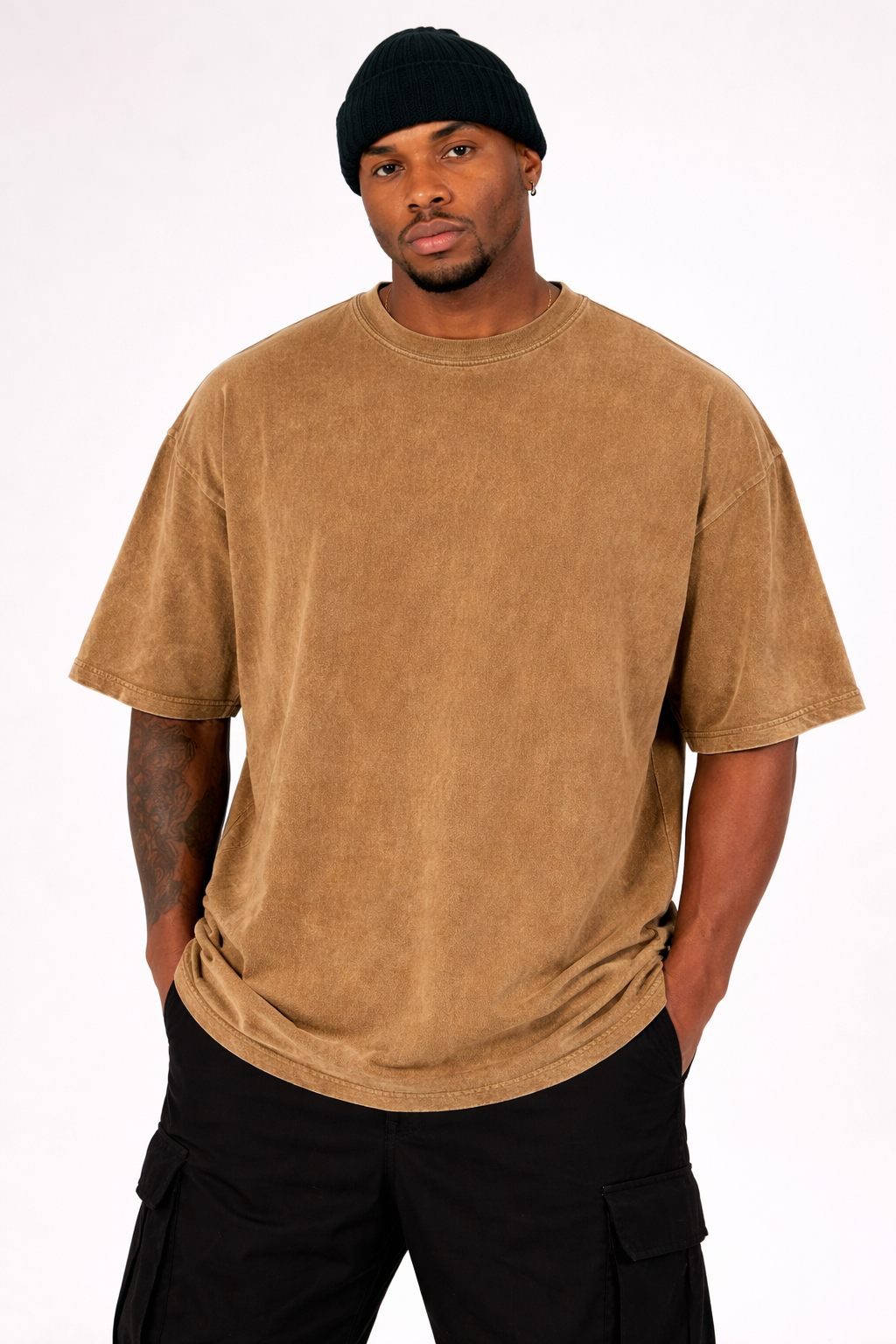 Men’s Oversized Acid Washed Brown T-Shirt