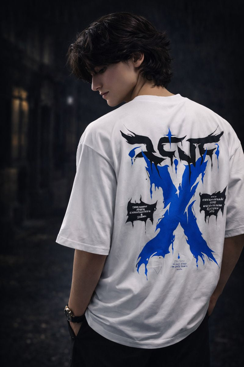 Earthwear Blue X Graphic Oversized T-Shirt