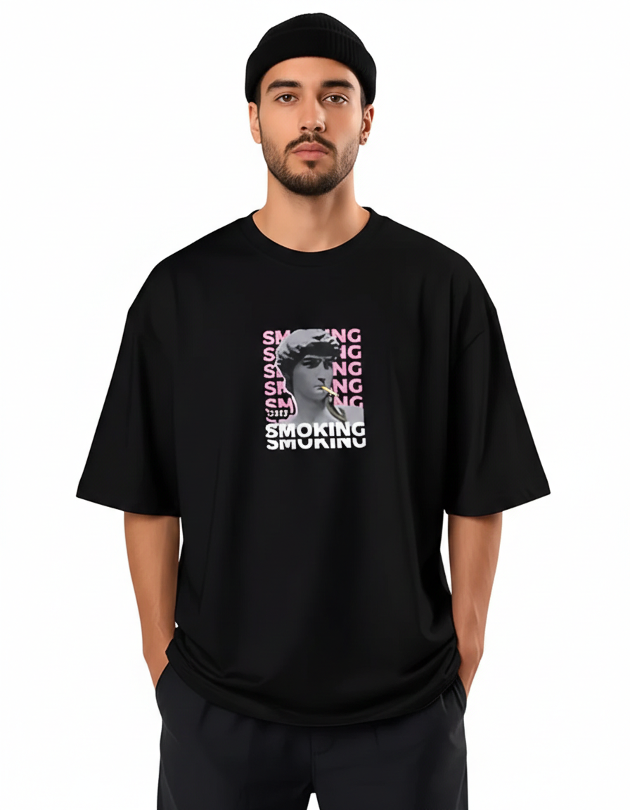 Men’s Oversized “SMOKING” Back Graphic T-Shirt