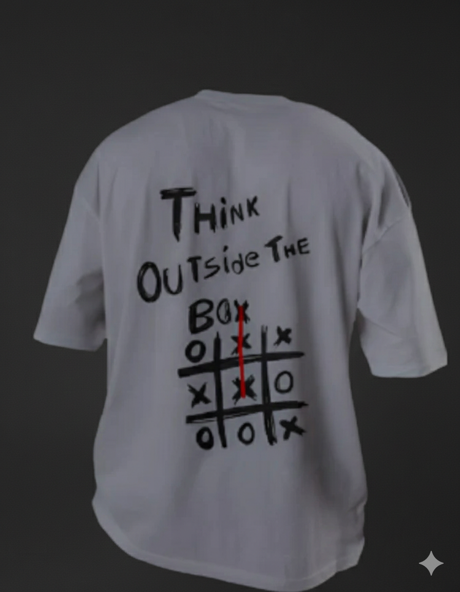 Drop Shoulder “Think Outside The Box” Printed T-Shirt