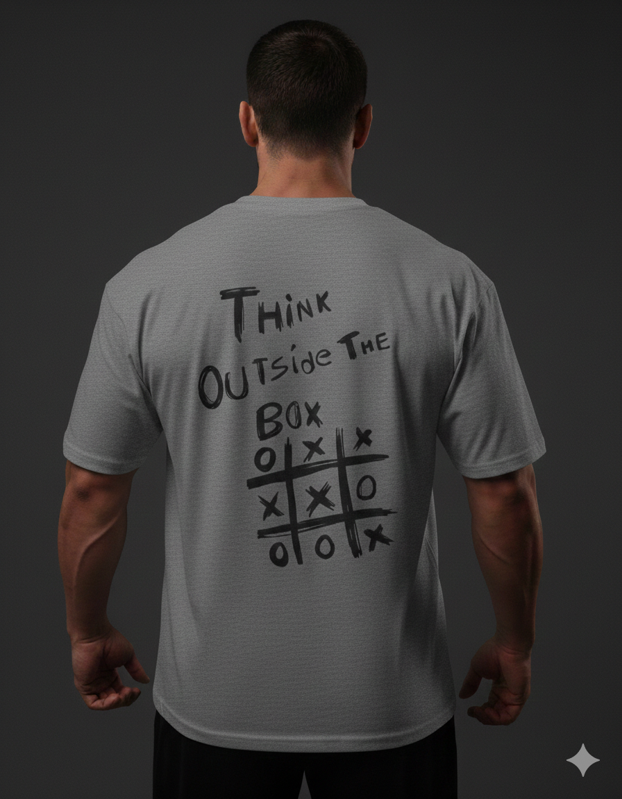 Drop Shoulder “Think Outside The Box” Printed T-Shirt