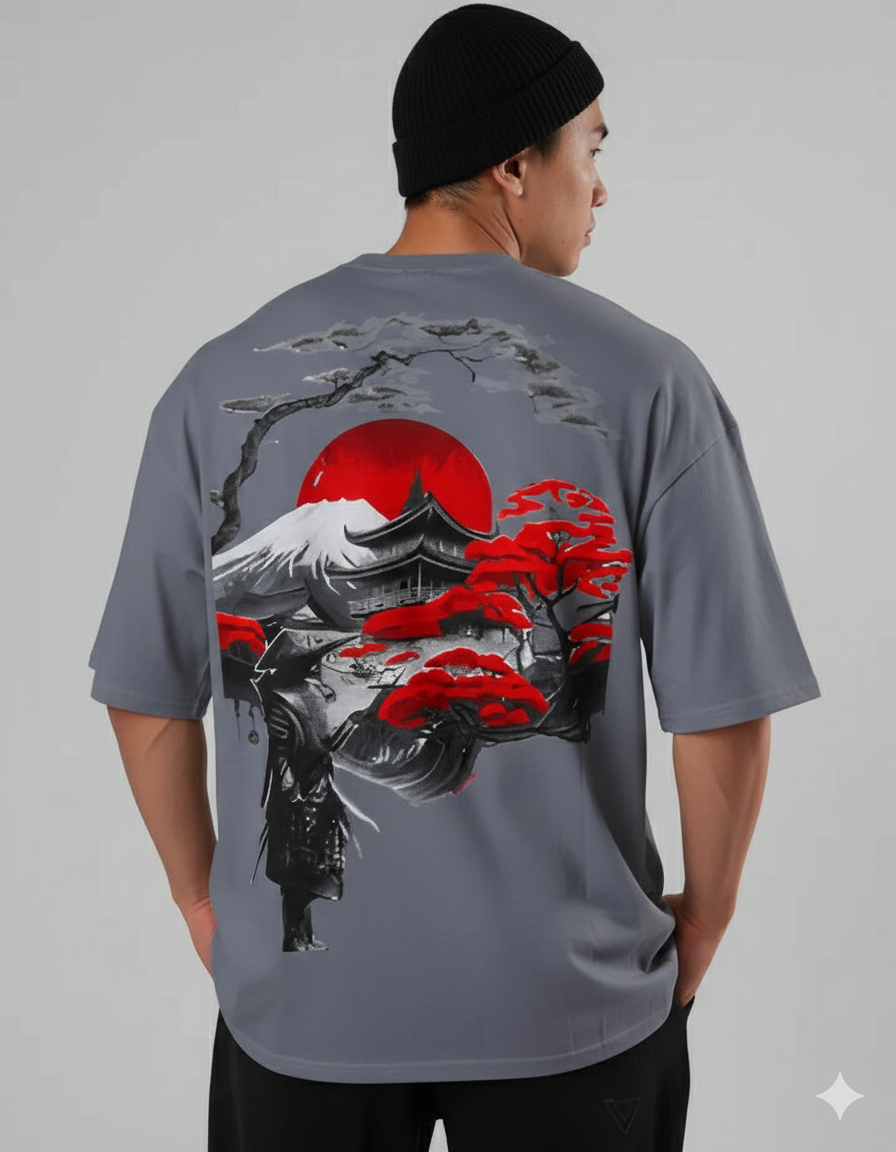 EARTHWEAR “Samurai Red Sun” Oversized Graphic T-Shirt