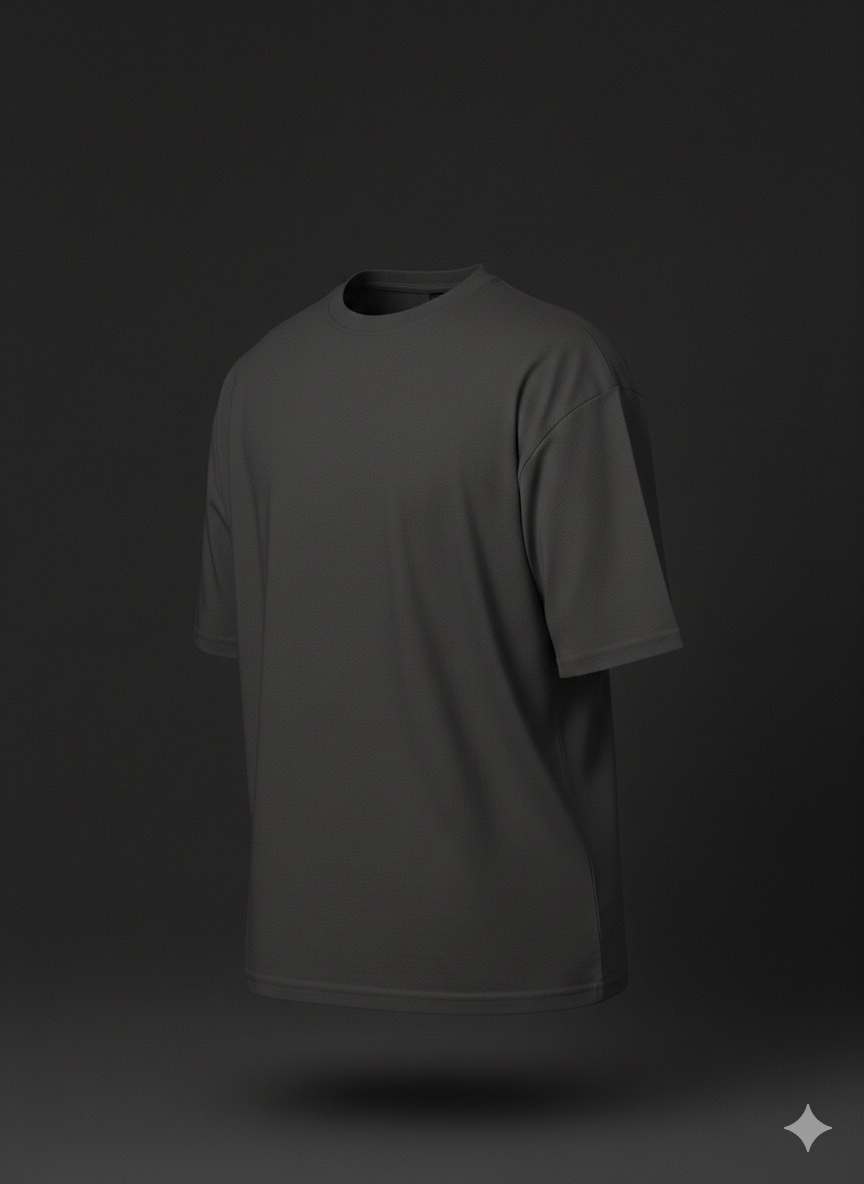 Men’s Oversized Dark Gray T-Shirt – Premium Extended Neck Streetwear