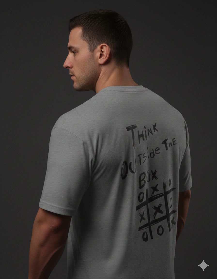 Drop Shoulder “Think Outside The Box” Printed T-Shirt