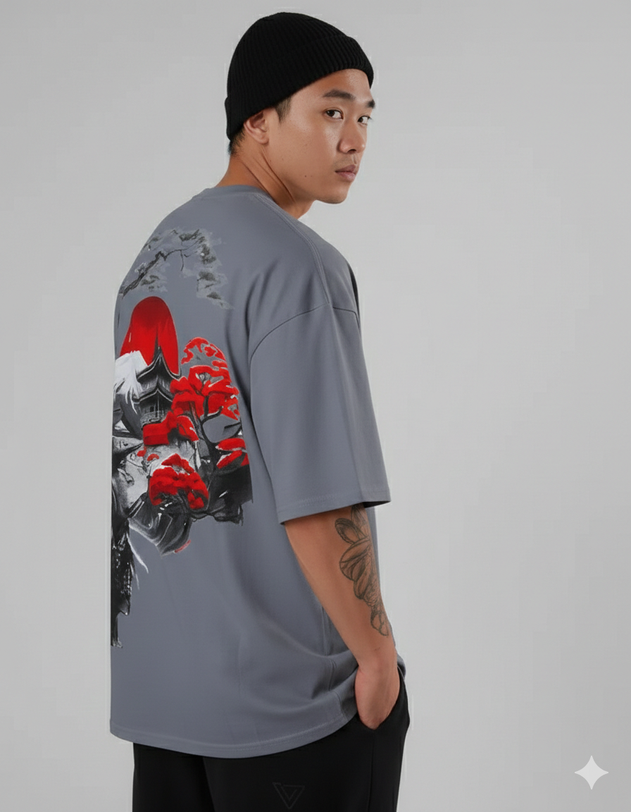 EARTHWEAR “Samurai Red Sun” Oversized Graphic T-Shirt
