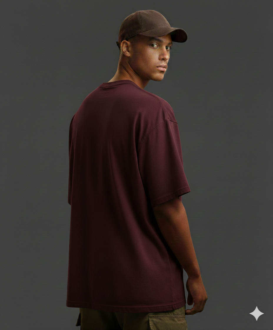 Men’s Oversized Plain Maroon T-Shirt