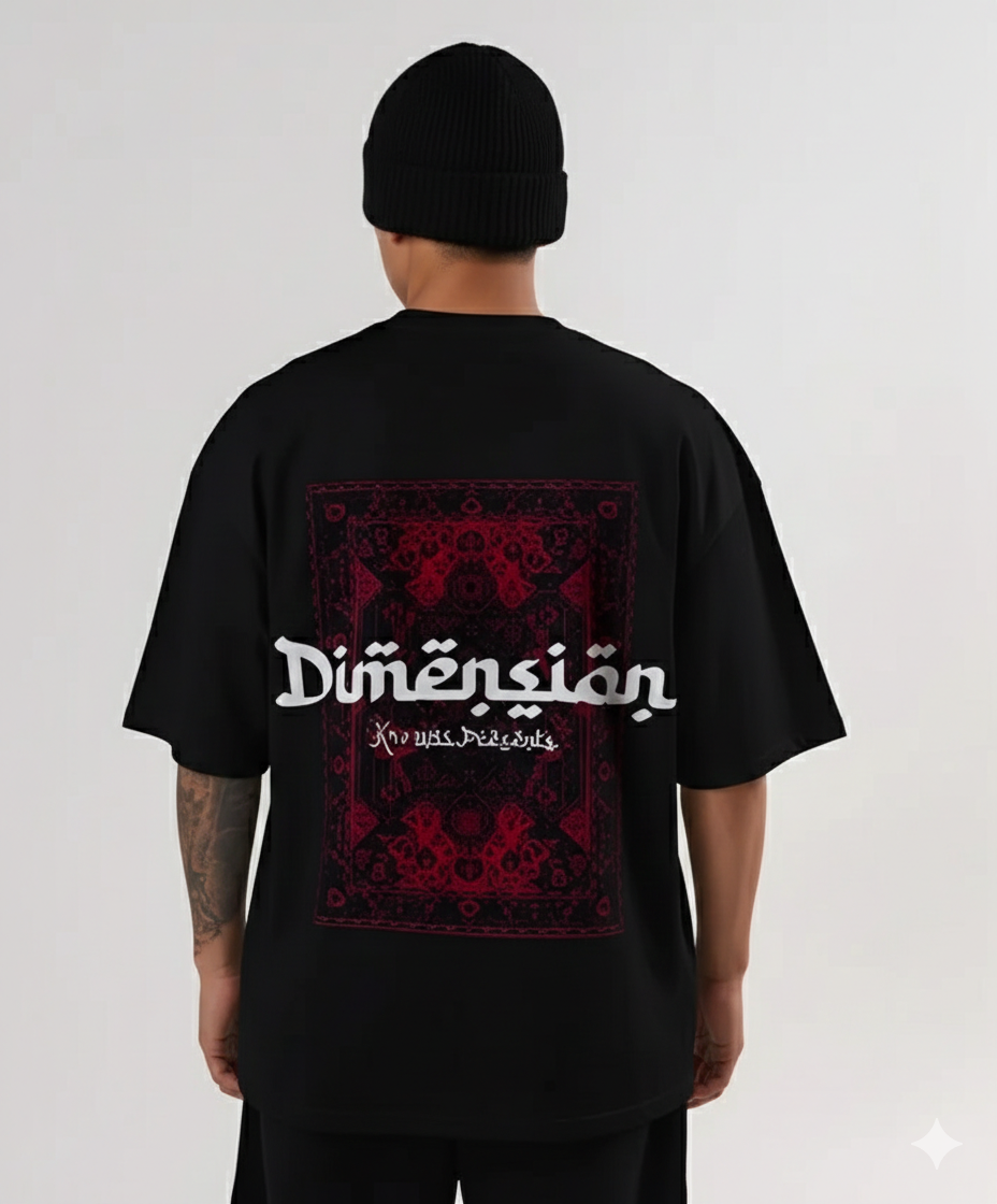 EARTHWEAR “Dimension Red Mystic Pattern” Oversized T-Shirt