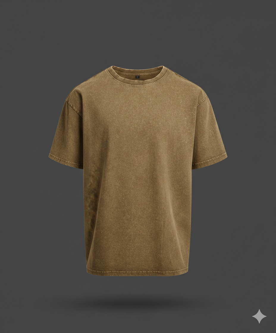 Men’s Oversized Acid Washed Brown T-Shirt
