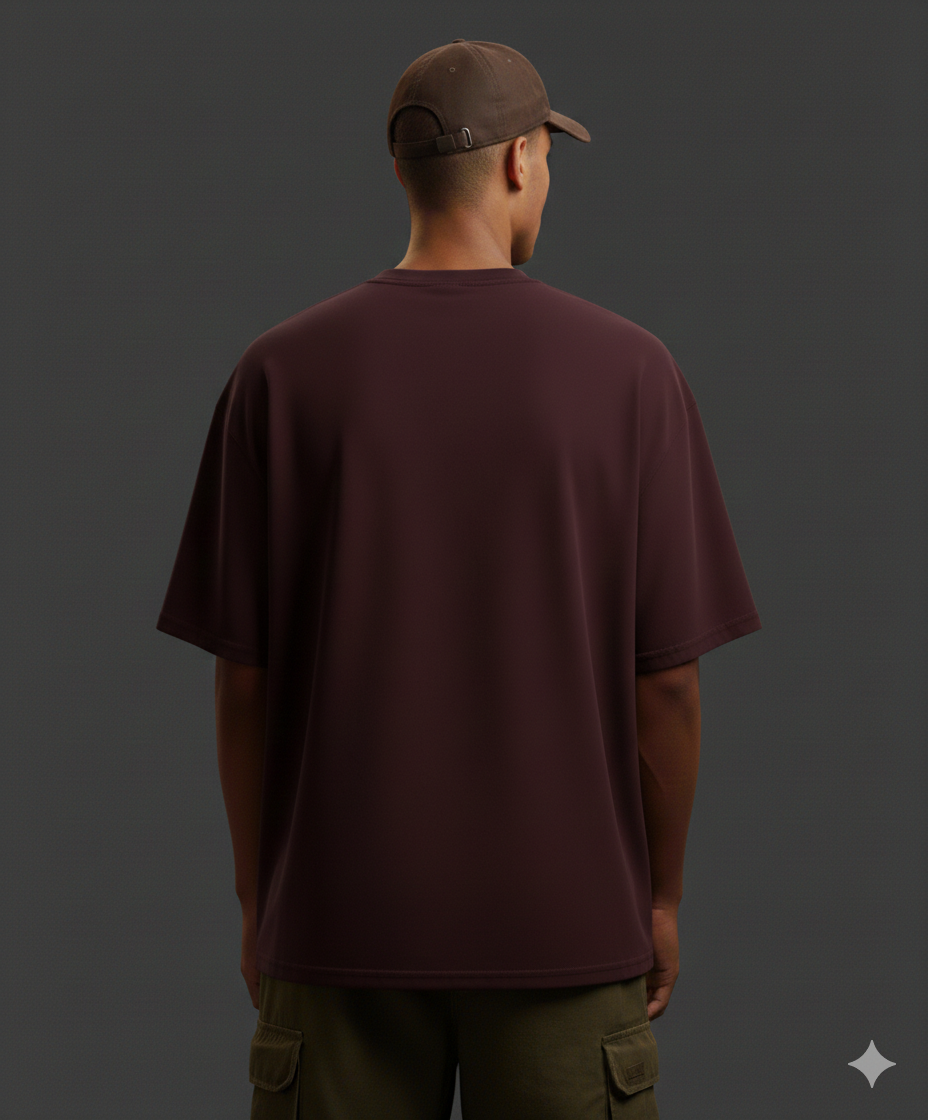 Men’s Oversized Plain Maroon T-Shirt