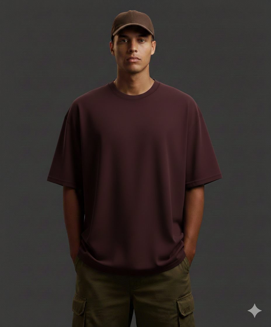 Men’s Oversized Plain Maroon T-Shirt