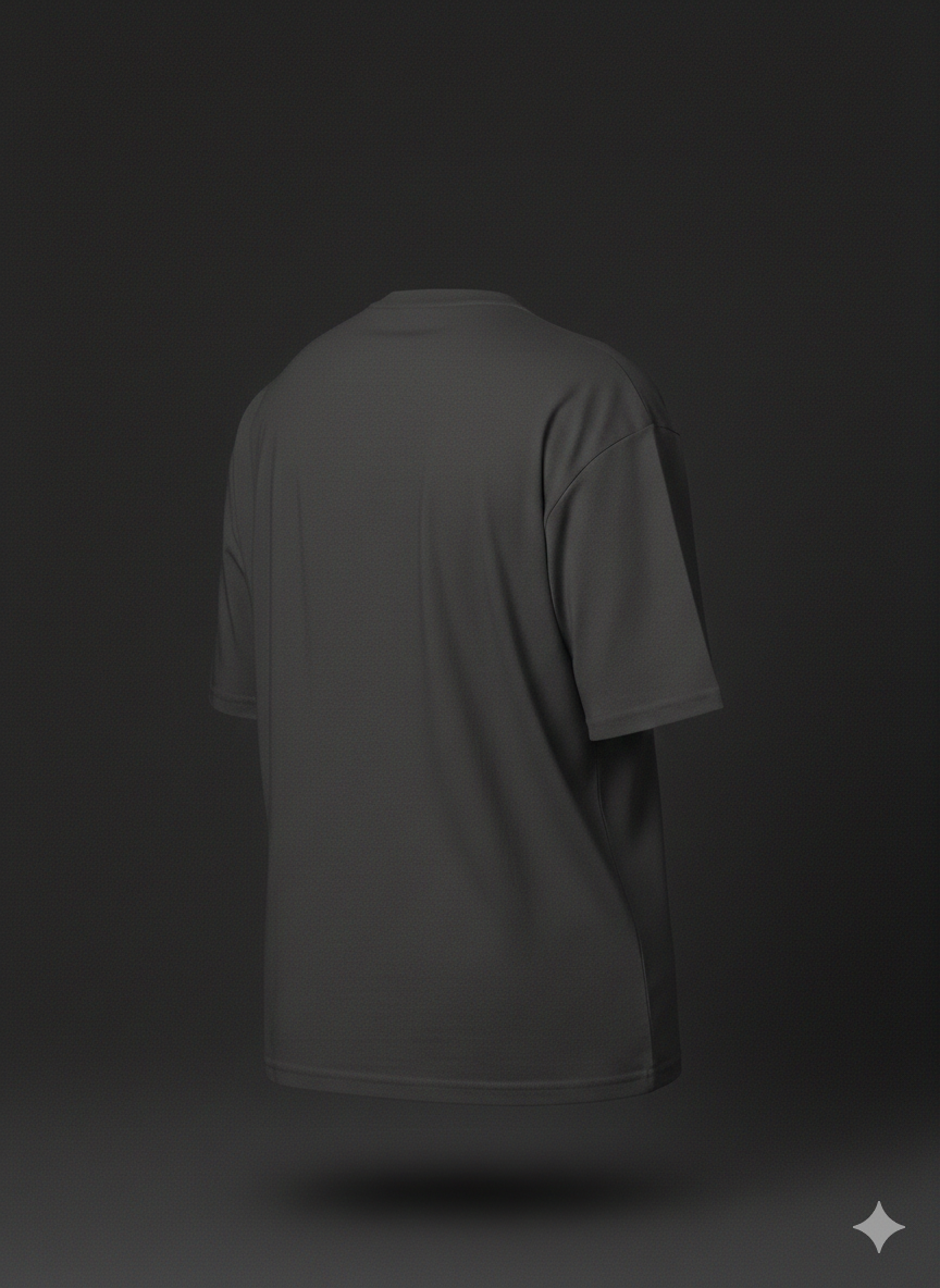 Men’s Oversized Dark Gray T-Shirt – Premium Extended Neck Streetwear