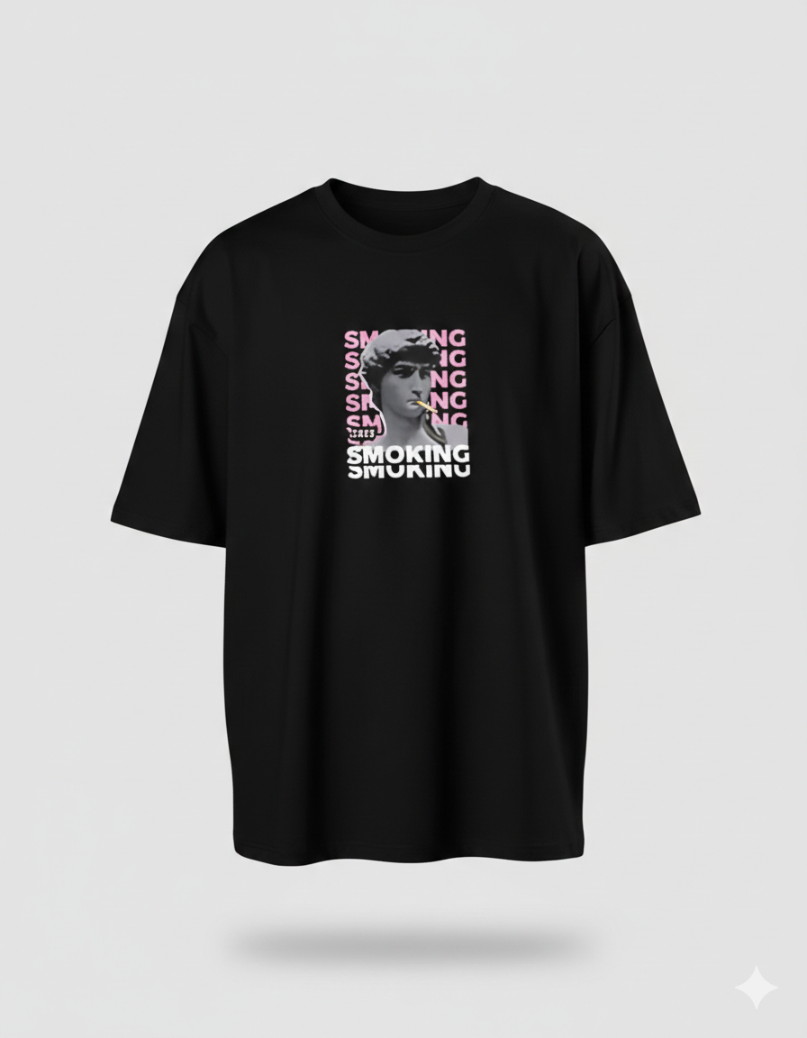 Men’s Oversized “SMOKING” Back Graphic T-Shirt