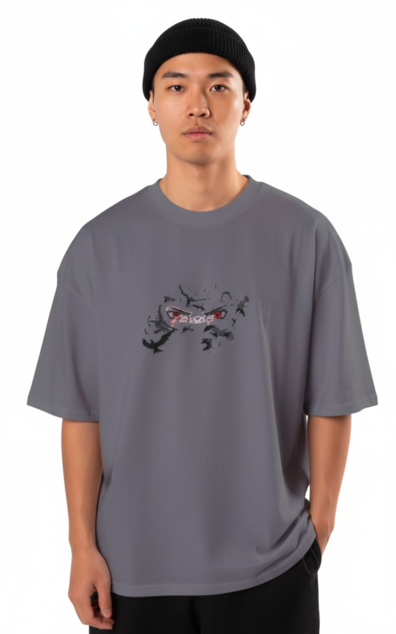 Drop Shoulder Anime Printed T-Shirt – Grey | Premium Streetwear Fit