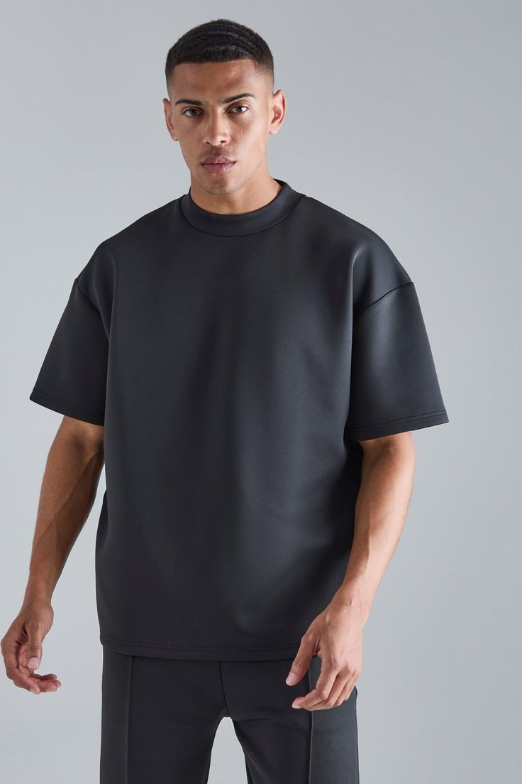 Men’s Oversized Dark Gray T-Shirt – Premium Extended Neck Streetwear