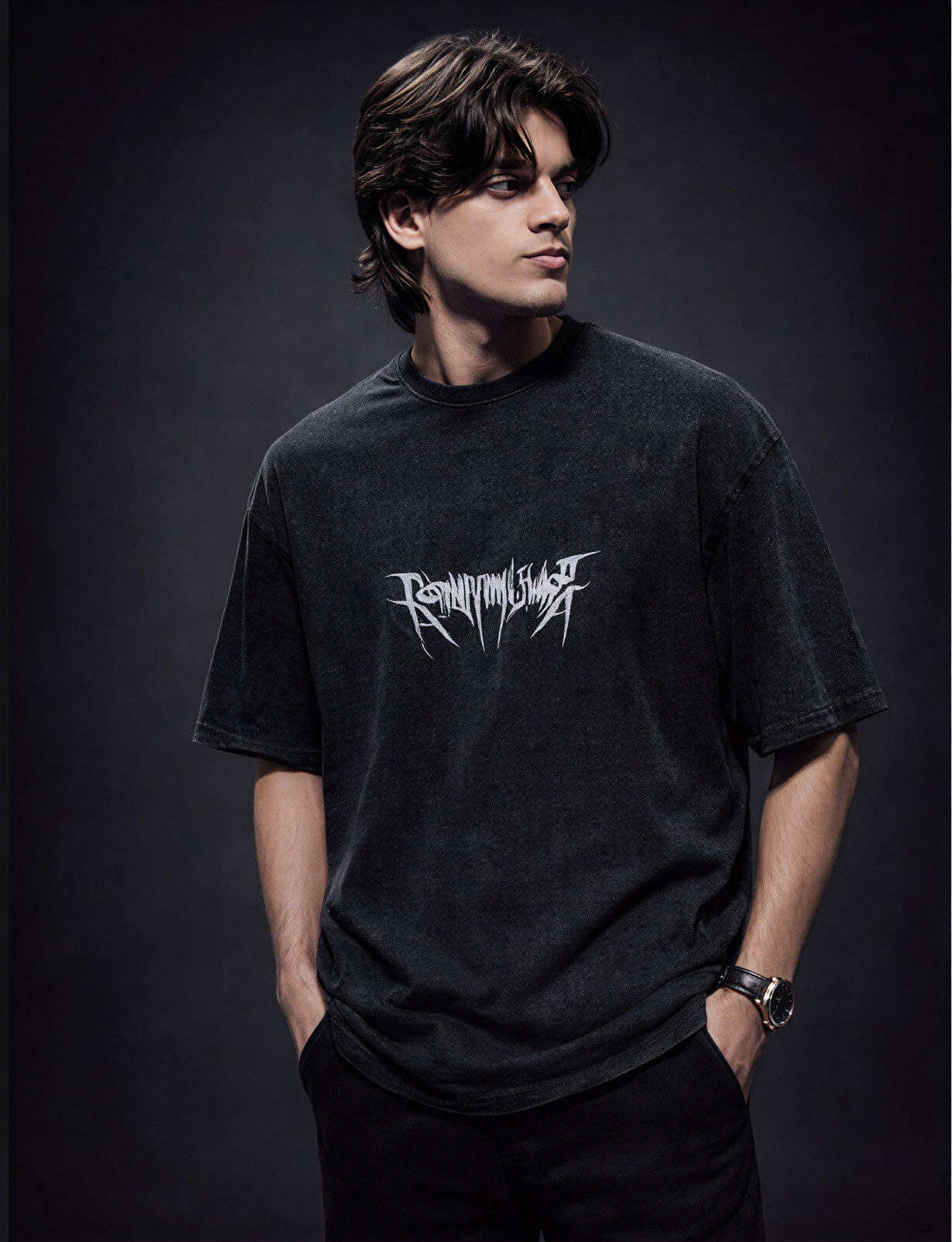 Minimal Gothic Logo Oversized T-Shirt