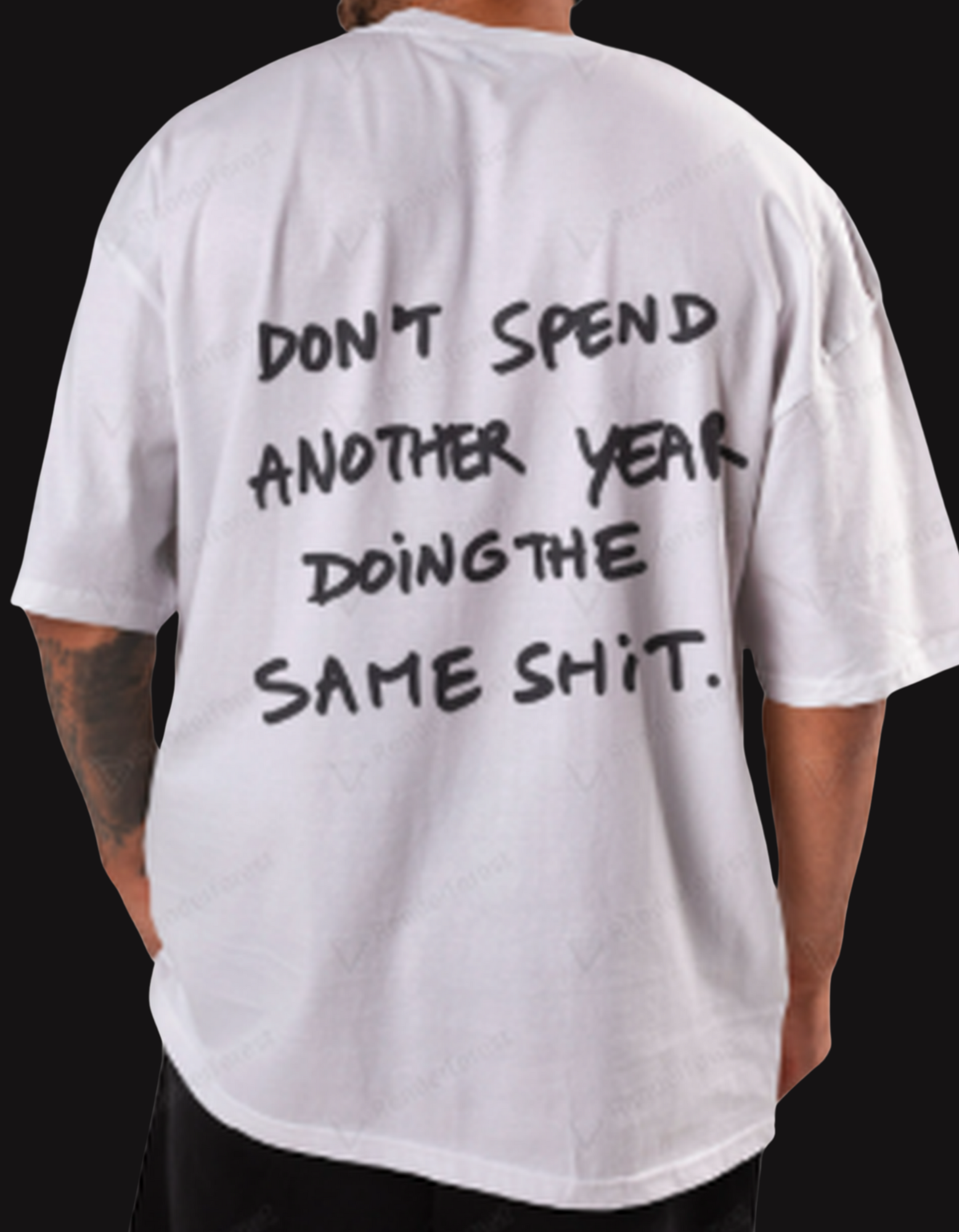 Drop Shoulder Motivation Quote Printed T-Shirt