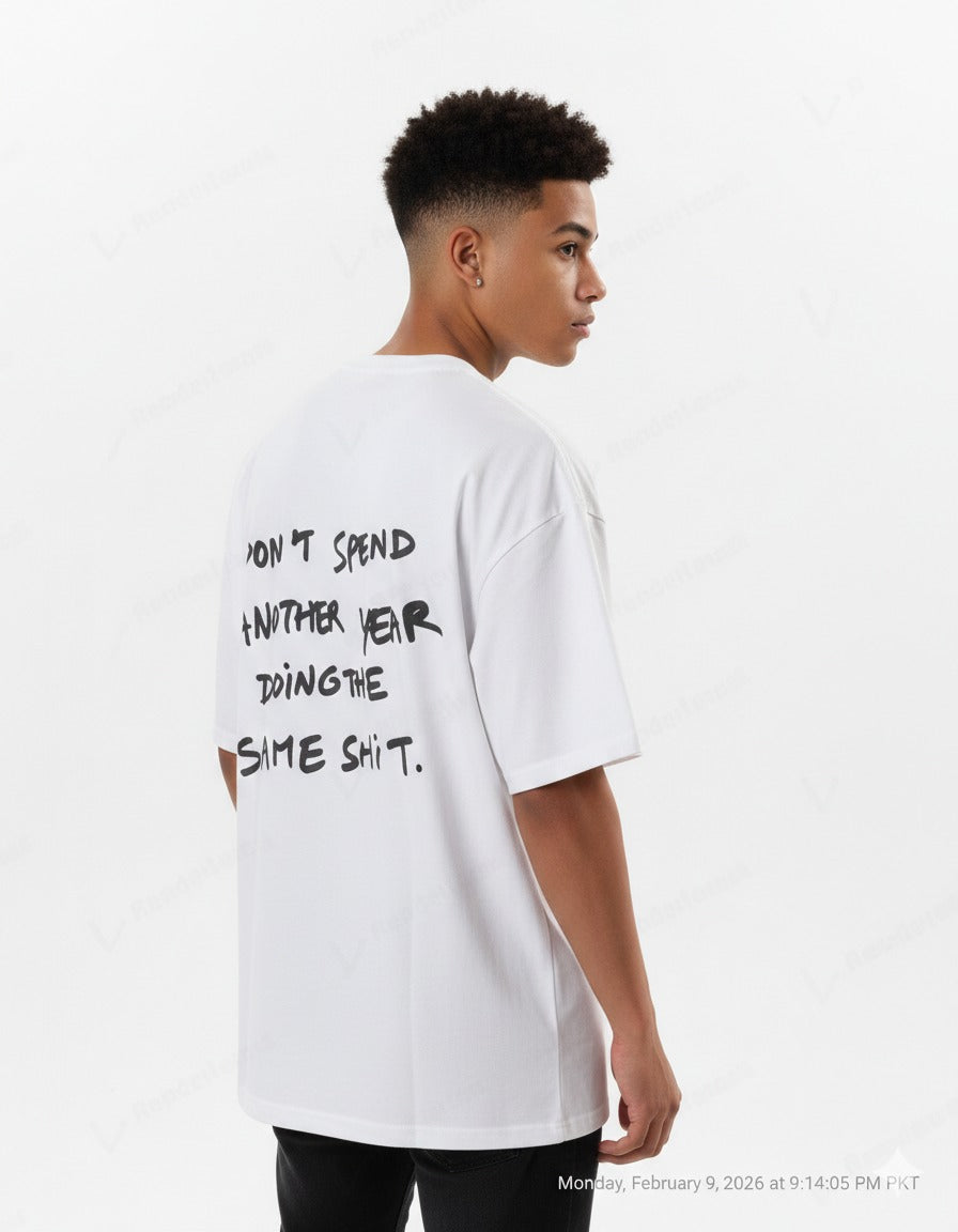 Drop Shoulder Motivation Quote Printed T-Shirt