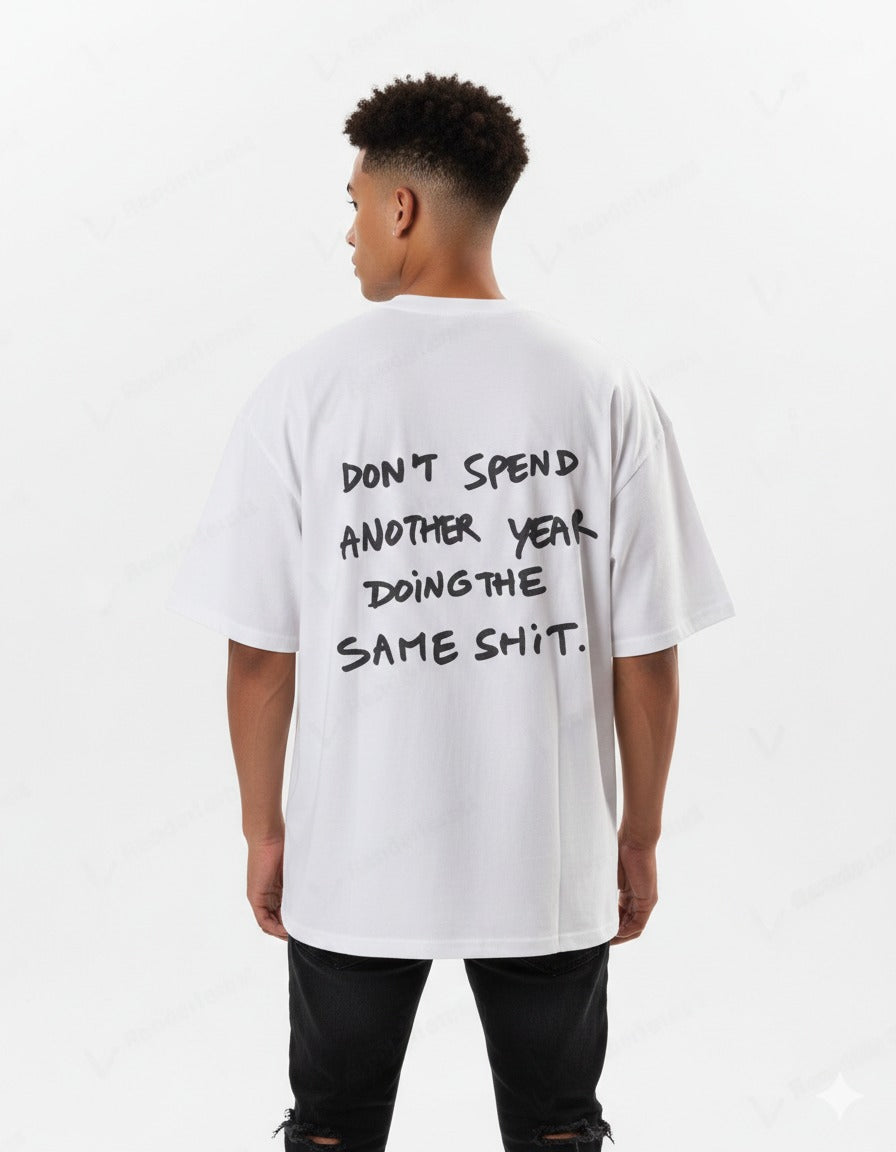 Drop Shoulder Motivation Quote Printed T-Shirt
