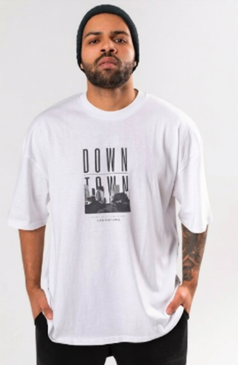 Drop Shoulder “Downtown” City Printed T-Shirt