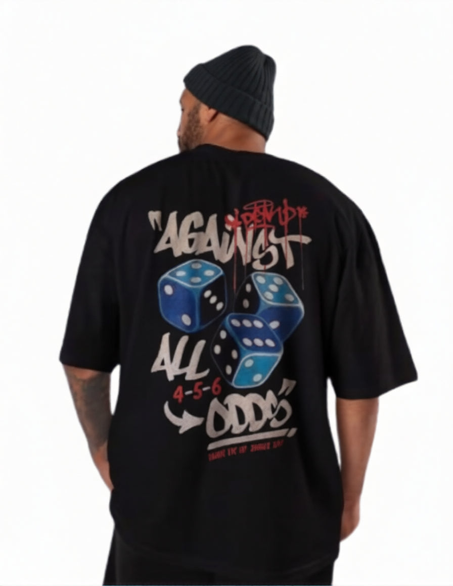 Men’s Oversized “Against All Odds” Dice Graphic T-Shirt