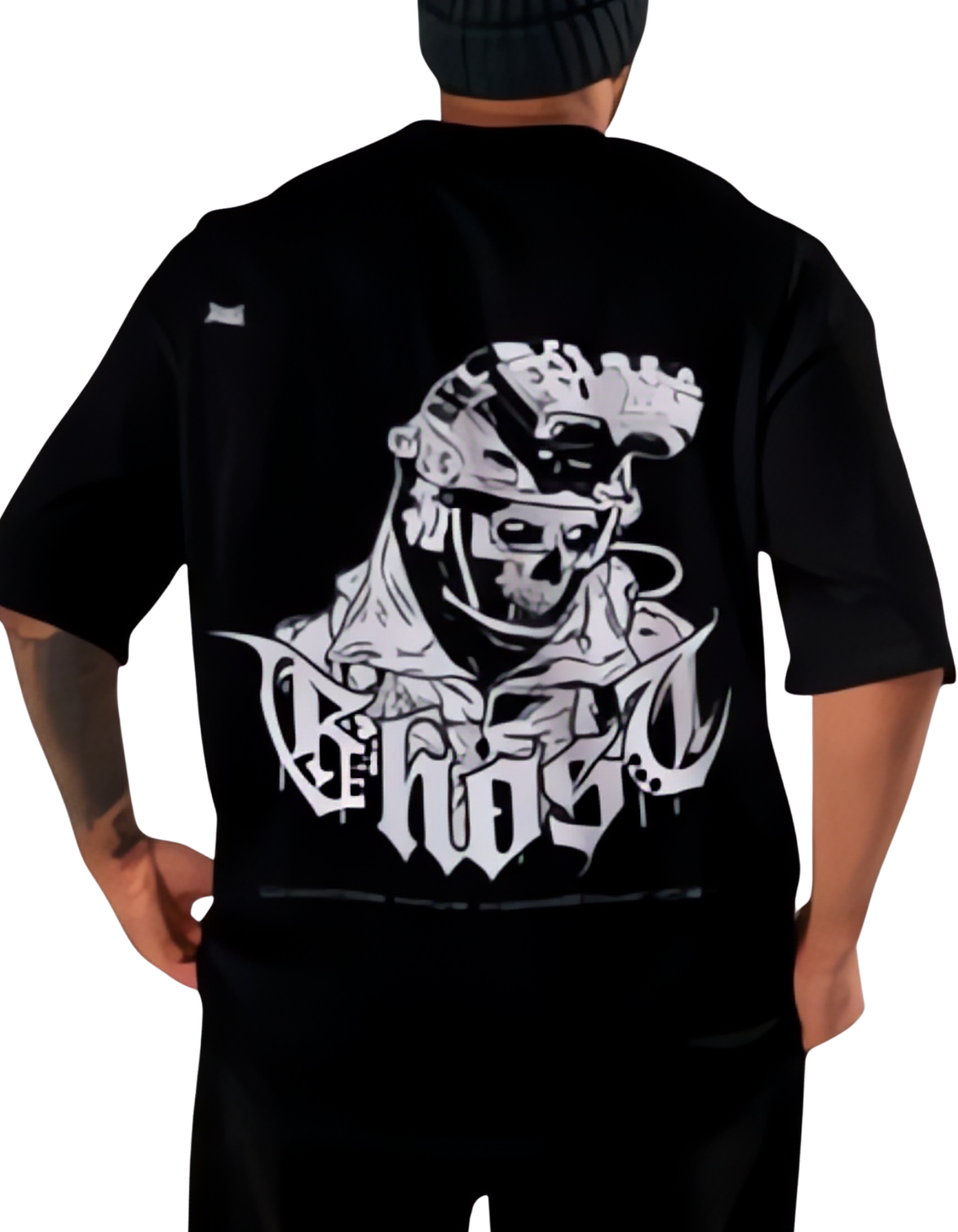 Drop Shoulder Skull Graphic Printed T-Shirt