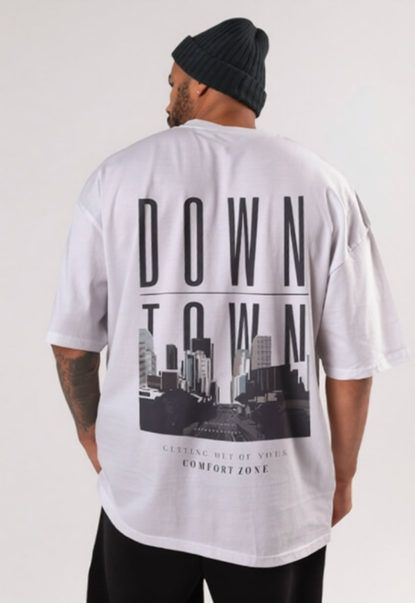 Drop Shoulder “Downtown” City Printed T-Shirt