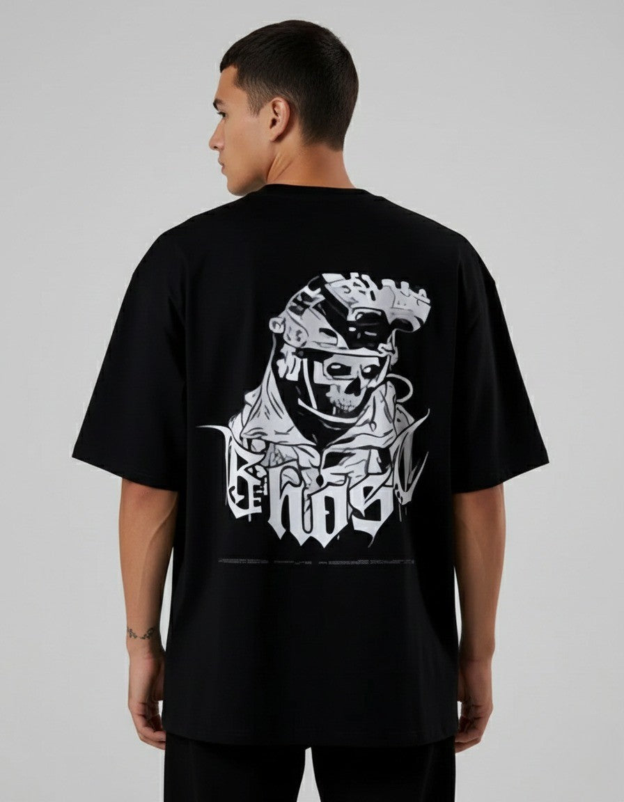 Drop Shoulder Skull Graphic Printed T-Shirt