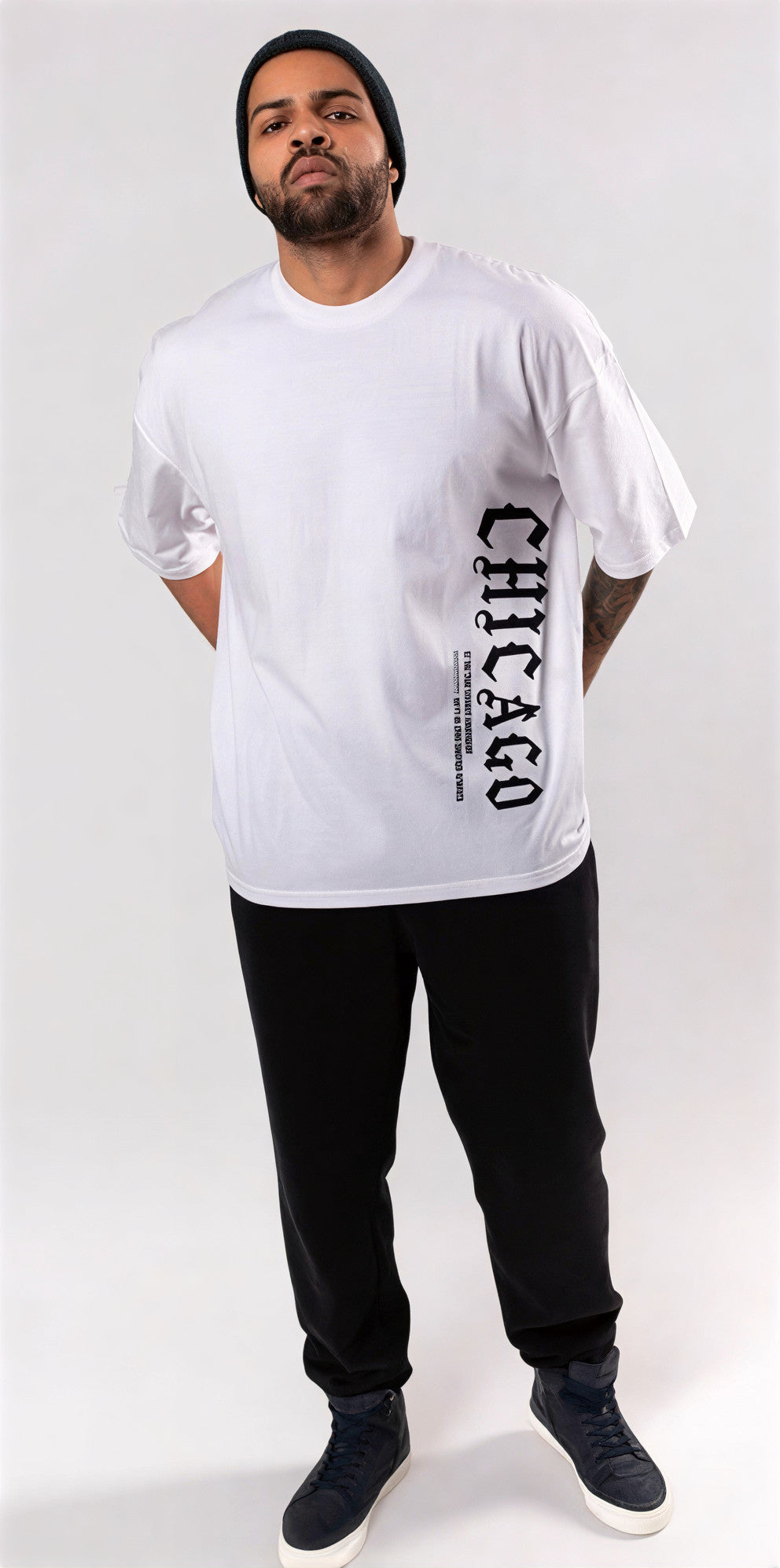 Men’s Oversized “Chicago” Side Print  T-Shirt