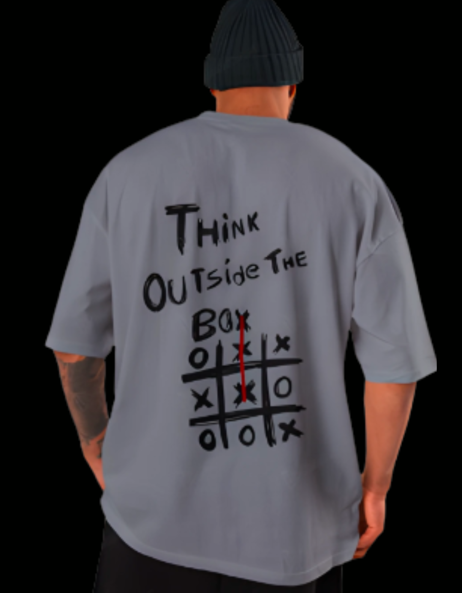 Drop Shoulder “Think Outside The Box” Printed T-Shirt